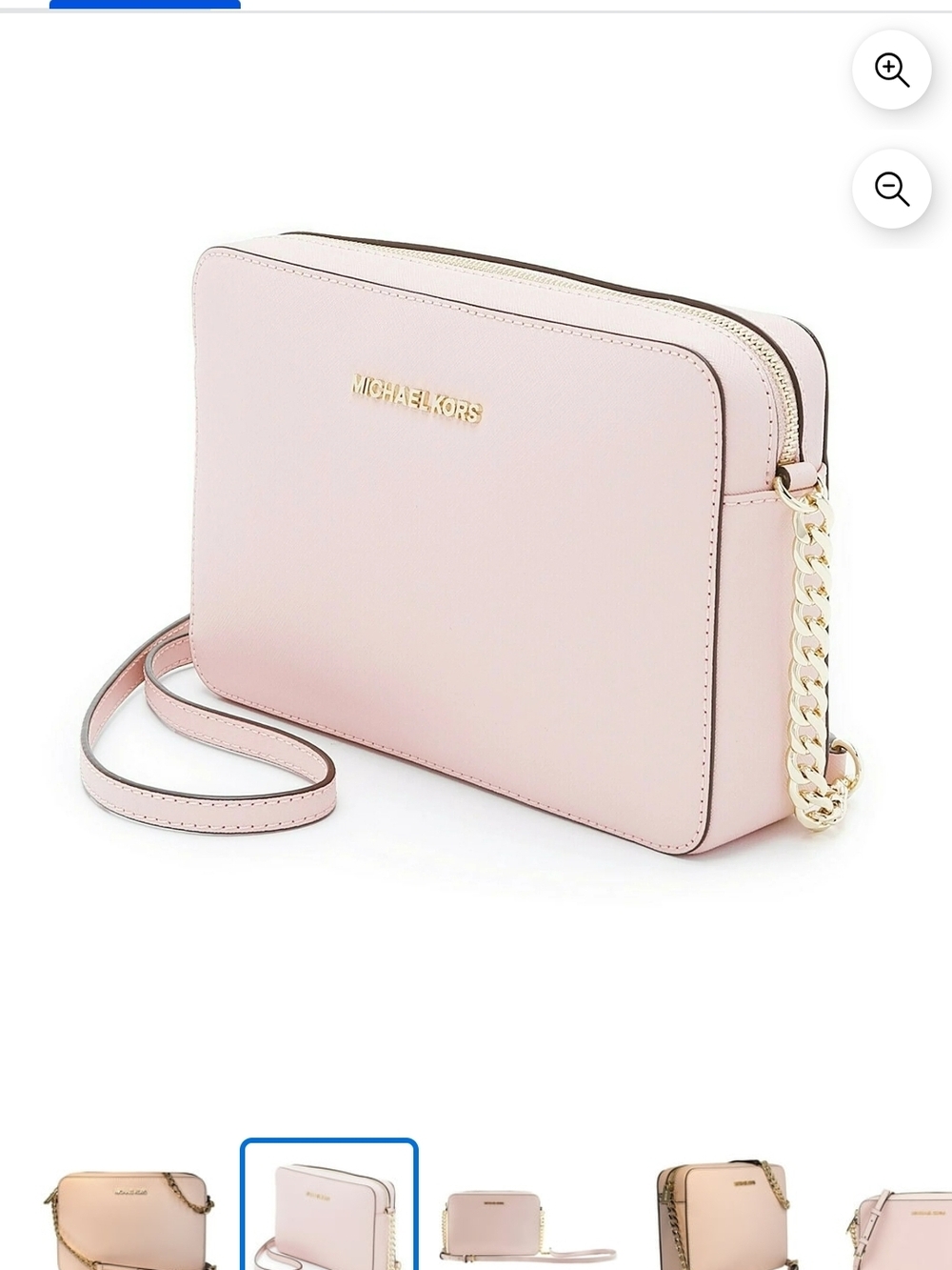 Michael Kors Light Pink Leather Crossbody with Gold Chain